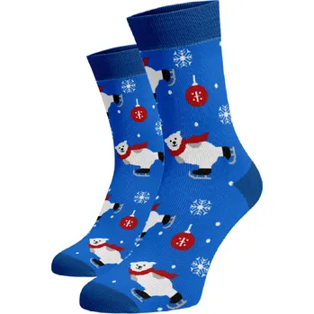 Dámské ponožky Veselé ponožky Lední medvěd Modrá Bavlna 45-46