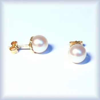 Náušnice puzeta perla mořská bílá 6,5 - 7,0 mm