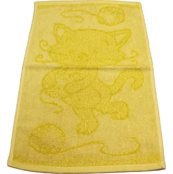 Obrázkový dětský ručník pro mateřské školy 30x50 cm - Kočička žlutá