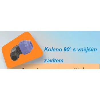 Fitinka PE koleno mechanické 90° vnější závit 40 x 1"