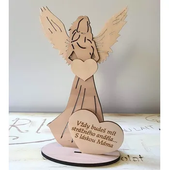 Vánoční dekorace Anděl s citátem Vždy budeš mít strážného anděla Máma - Srdíčko