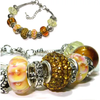 Korálek Náramek s korálky 09 GOLDEN GLITTER TOPBEADS 19-21 cm (+ ZDARMA dárková krabička)