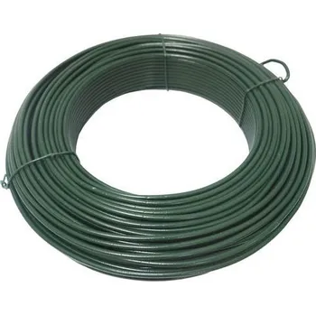 Příslušenství pro plot TOPTRADE drát napínací, poplastovaný, zelený, průměr 3,8 mm / 51 m