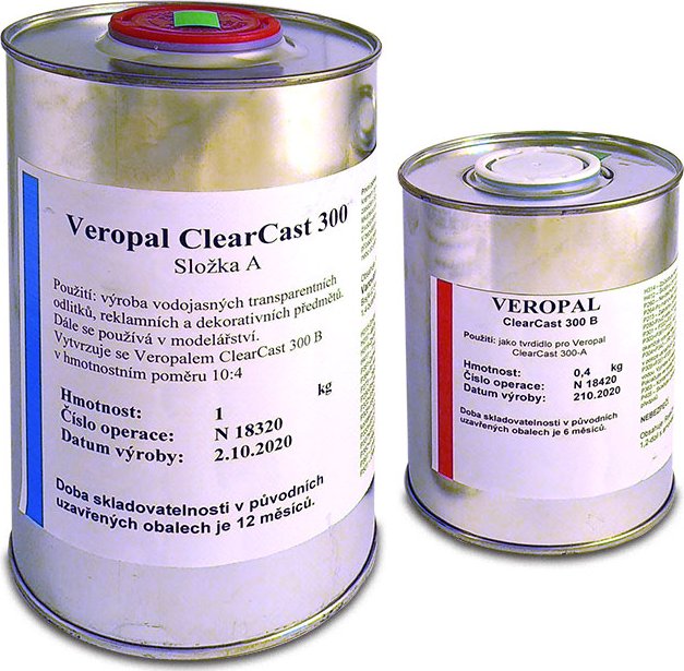 VEROPAL CLEARCAST 300 1,4kg čirá epoxidová pryskyřice (Středně rychlá licí pryskyřice pro výrobu větších a středních transparentních odlitků, epoxidových stolů, epoxidových lamp, reklamních a dekorativních předmětů nebo pro použití v modelářství.)