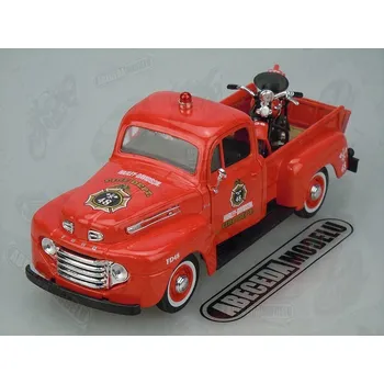 autíčko Ford F-1 Pickup 1948 + Harley-Davidson El Knucklehead 1936 (sběratelský model, určeno pouze k vystavení)
