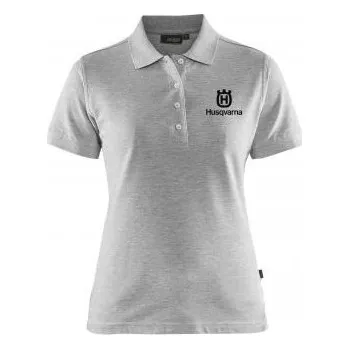 Dámské tričko Tričko s límečem dámské Husqvarna šedé vel. S