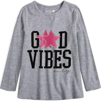 Dívčí tričko VENERE GOOD VIBES šedé Velikost: 98