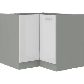 Kuchyňská linka Spodní rohová skříňka 90x90 DN 2F BB Barva korpusu: Šedá, Barva dvířek: Bílý lesk (Blanka)