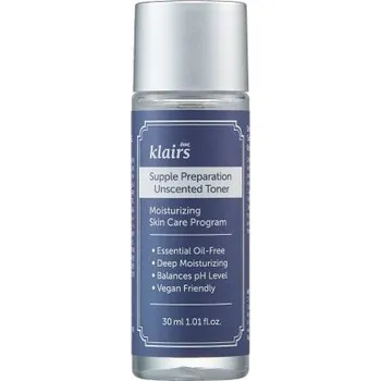 Dear Klairs Supple Preparation Unscented Toner - hydratační toner bez parfemace Objem: 30 ml