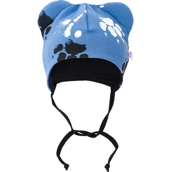Kojenecká čepice Kojenecká bavlněná čepička s oušky New Baby tlapka modrá, vel. 80 (9-12m)