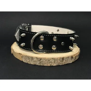 Obojek pro psa Palkar obojek z kůže hlazenice pro psy zdobený hroty 55 cm x 40 mm černý (Palkar obojek z kůže hlazenice pro psy zdobený hroty 55 cm x 40 mm černý)