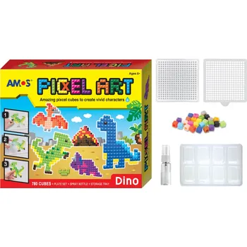 Dětské navlékací korálky Amos Korálková sada bez žehlení PIXCEL Dino 24x20 cm 6406