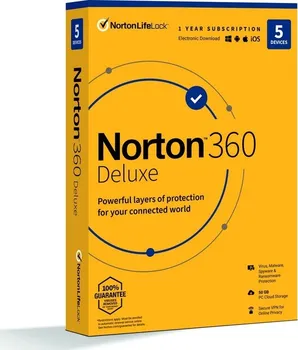 Antivir Norton 360 Deluxe 50 GB VPN krabicová verze 5 zařízení 1 rok