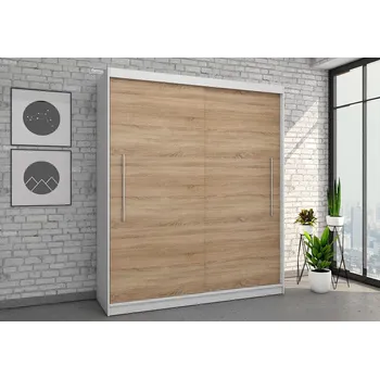 Dětská skříň Šatní skříň s posuvnými dveřmi Rico 1 - bílá / dub sonoma - 204 cm