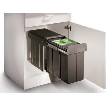 Odpadkový koš Bio Trio DT, Odpadkový koš pro otočné dveře, s bio víkem, antracit