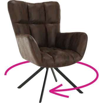 Křeslo Designové otočné křeslo, látka s efektom brúsenej kože, hnědá/černá, KOMODO