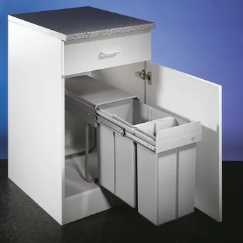 Odpadkový koš Double 3, Odpadkový koš pro otočné dveře, alu šedá