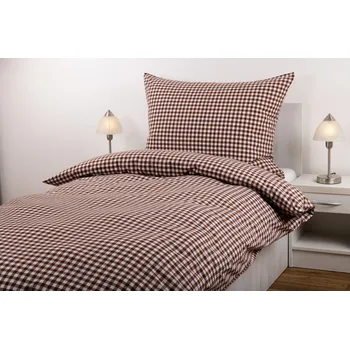 Povlečení JAN peří Kanafasové povlečení - hnědá kostka - Kanafasové povlečení - hnědá kostka - souprava povlečení 70x90 + 140x200