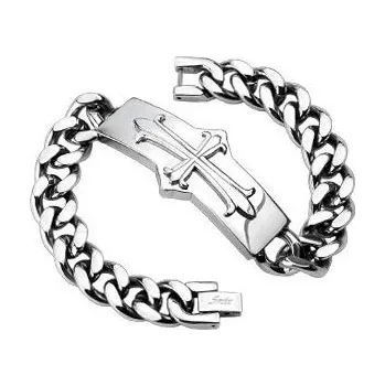 Náramek Pánský ocelový náramek s křížem