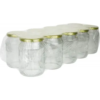 Sklenice na med s nápisem Český med a včelou 770 ml s víčkem (baleno po 10 ks)