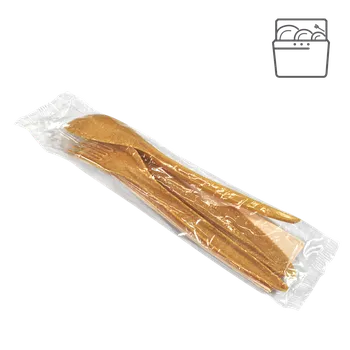 Příbor EcoPack Příborový set EKO kompozit dřevo/plast (WPC) vidlička + nůž + lžíce + ubrousek kr1/300 ks