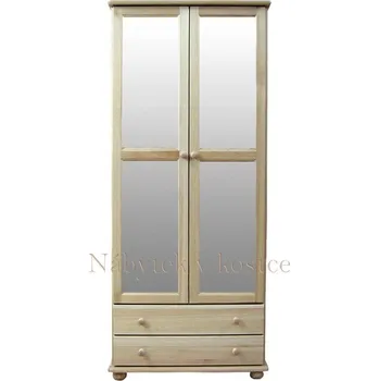 Šatní skříň Šatní skříň z borovice NELA se zrcadlem Barevné provedení: Ořech