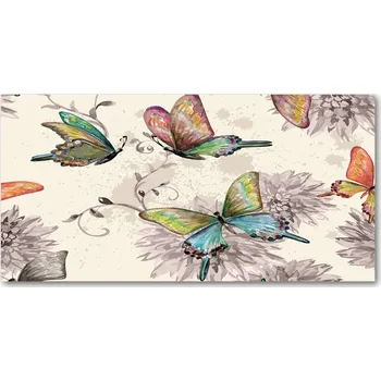 Obraz Foto obraz skleněný horizontální Motýli a květiny