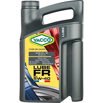 Auto-moto YACCO motorový olej plně syntetický LUBE FR 5W40 5l