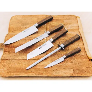 Kuchyňský nůž IVO Cutelarias Sada se 4ks profesionálních nožů a ocílky IVO Cork| Korkové pouzdro 2138