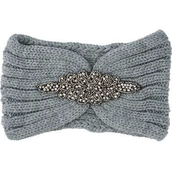 Čepice Pohodlná pletená čelenka Kokala s ozdobným prvkem, šedá