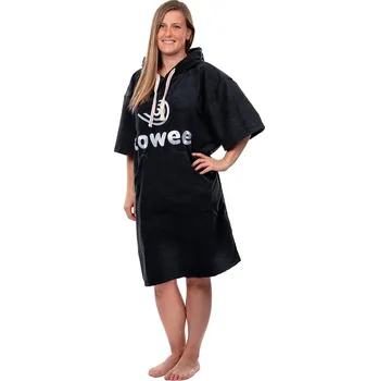 Surf pončo Towee antracit s bílou výšivkou, 70 x 100 cm