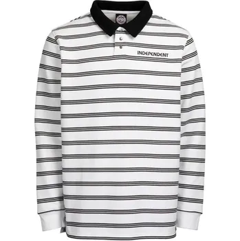Pánské oblečení INDEPENDENT mikina - Bauhaus Stripe Polo Crew White Stripe (WHITE STRIPE) velikost: M