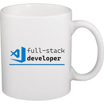 Hrnek malý bílý s potiskem NOVINKA - Full-stack developer hrneček