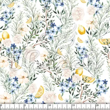 Zakázkový tisk, softshell, kočárkovina... Citróny a rostlinky Látky k tisku: Fleece