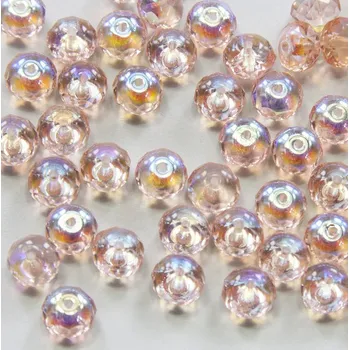 Dětské navlékací korálky Korálky broušené/slavík - růžová AB lesk > Ø8mm (15 ks)