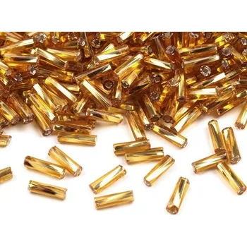 Dětské navlékací korálky Rokajl PRECIOSA - čípky zlatá kroucená> 10mm/20g