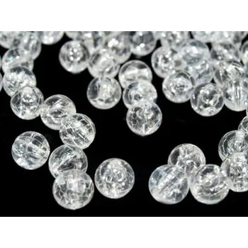 Dětské navlékací korálky Plastové korálky kraklované - průhledná > Ø8mm (50ks)