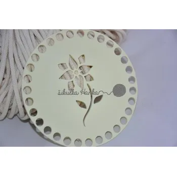 Víko/dno na košík 14,5cm - květinka vanilka