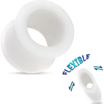 Piercing Silikonový tunel do ucha - bílý (6 mm)