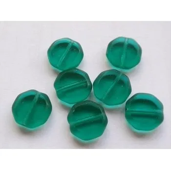 Dětské navlékací korálky Korálky skleněné (10 kusů) - zelená ploškovaná - 11mm