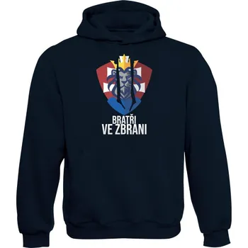 Pánská mikina Mikina s kapucí Bratři ve zbrani (merch Tankista) - námořní modrá