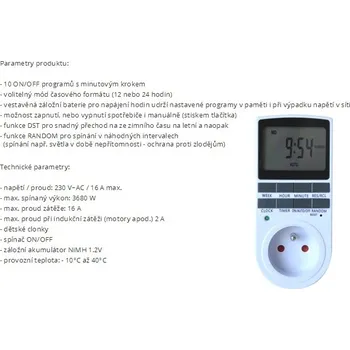 Spínací hodiny Digitální časový spínač GDT02