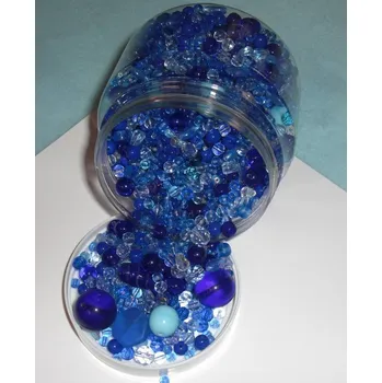 Dětské navlékací korálky Korálky mačkané - MIX v dóze - modrá