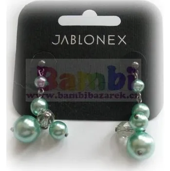 Náušnice Visací naušnice z voskových perlí - zelená (zelená)