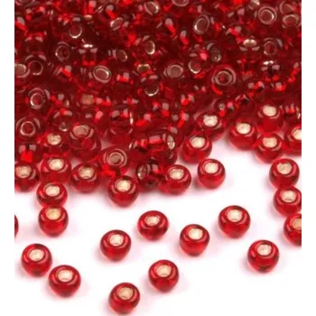 Dětské navlékací korálky Rokajl PRECIOSA červená s průtahem > (8/0) Ø2,9mm (sáček 20g)