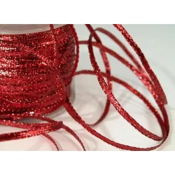 Stuha Stuha s lurexem šíře 3mm - červená (návin 5m)