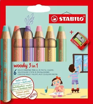 Pastelka STABILO Woody 3v1 Arty pastelové s ořezávátkem 6 ks