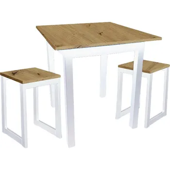 jídelní souprava Dede Set - kuchyňský stůl 80 x 60 cm + 2x židle MINI - dub artisan / bílá