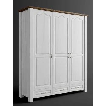 Šatní skříň Rustikální skříň AUSTIN MERIDA 3DA kombinovaná Barevné provedení: Bílá - přírodní