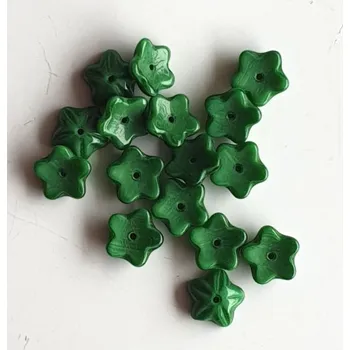 Dětské navlékací korálky Korálky skleněné (30 kusů) - kytička zelená > Ø9mm